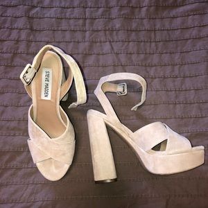 Nude suede Steve Madden high heels
